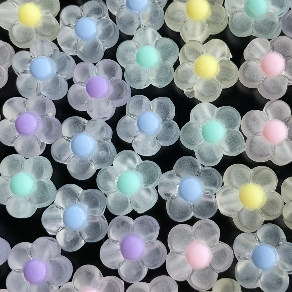 

50/100PC 13x6mm Acrylic Spaced Beads Matte Transparent Flower Shape Beads For Jewelry Making DIY Necklace Earrings Accessories
