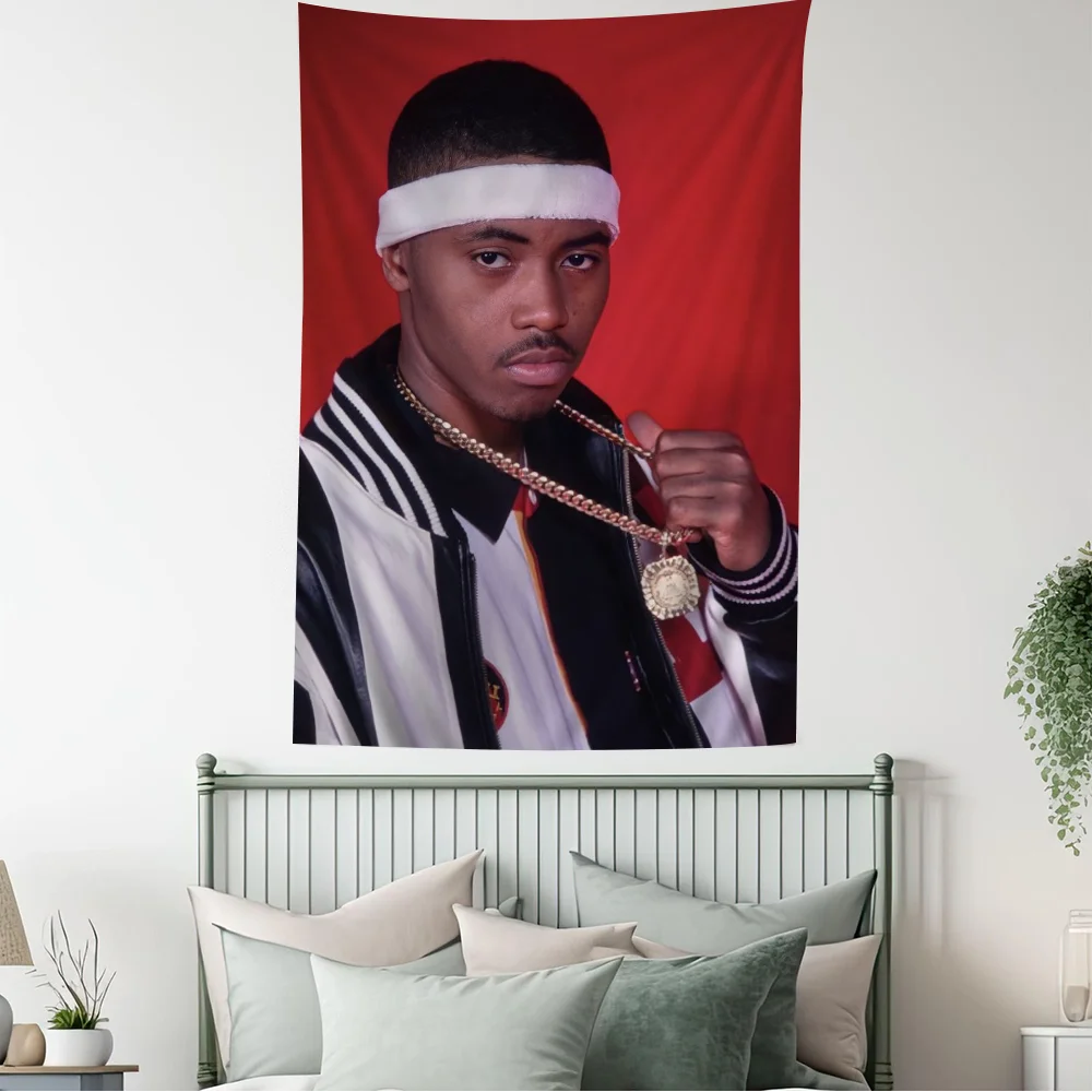 Hip Hop Rapper Rockstar NAS Printed Large Wall Tapestry Cheap Hippie Hanging Bohemian Tapestries Mandala Home Decor