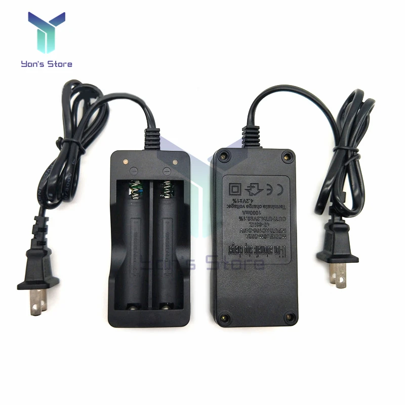 

4.2V 18650 Lithium Battery Charger US/US Plug 2 Slots Smart Safety Fast Charging 18650 Li-ion Rechargeable Battery Charger