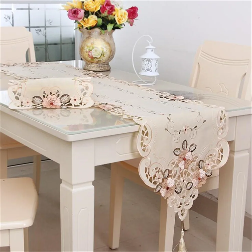 

New European Classical Embroidered Table Spreader Home Furnishing Fabric Placemat Rectangular Table Towel