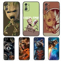 marvel groot rocket racoon for xiaomi redmi note 10s 10 9t 9s 9 8t 8 7s 7 6 5a 5 pro max soft black phone case