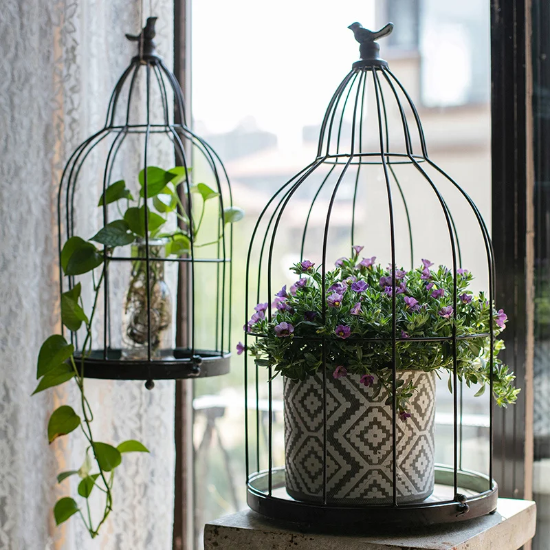 

Decorative Birdcage Flower Decoration Cradle and Flower Pot Flower Stand Hanging Candlestick Flower Arrangement Window Wedding