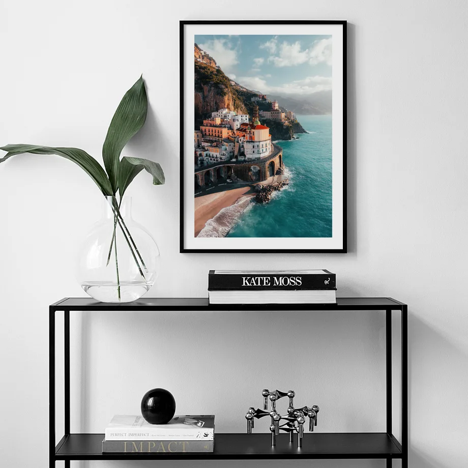 Постер для путешествий на побережье Амальфи Италия плакат морской пейзаж