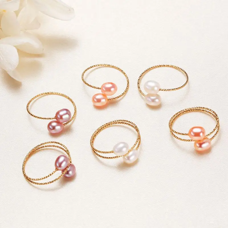 

14k Real Gold Filled Natural Freshwater Pearls Ring for Women