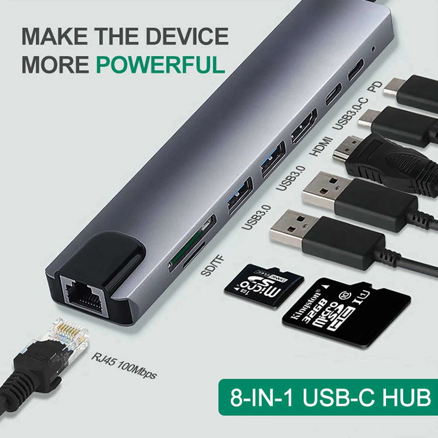 PIXLINK 8 в 1 SD Tf USB 3.0 4K-новый тип C к RJ45 Ethernet адаптер для зарядки |