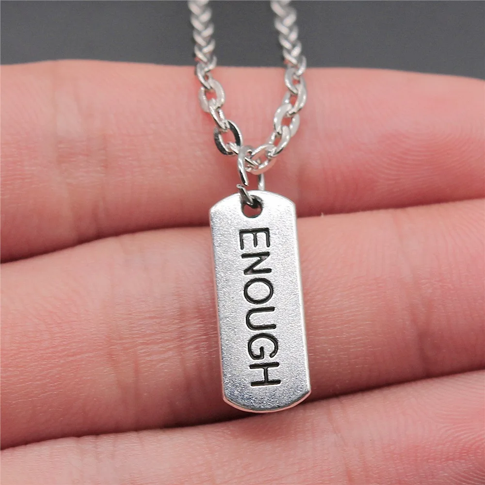 

Dropshipping 2 Colors 21x8mm Enough Pendant Necklace Jewelry For Women