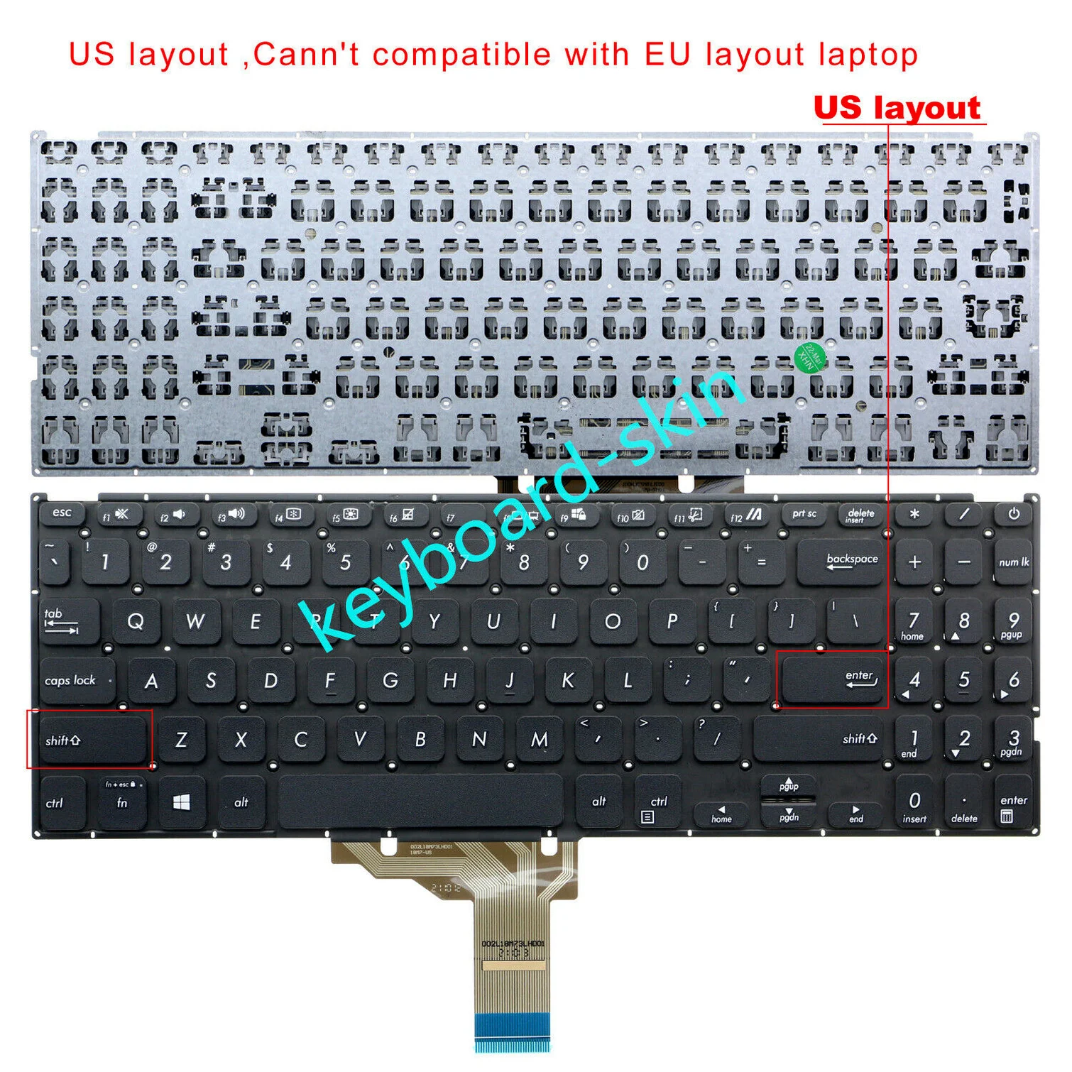 

Новая Черная английская клавиатура без подсветки для ноутбука ASUS VivoBook F515 F515J F515JA F515JP F515E F515EA F515EP