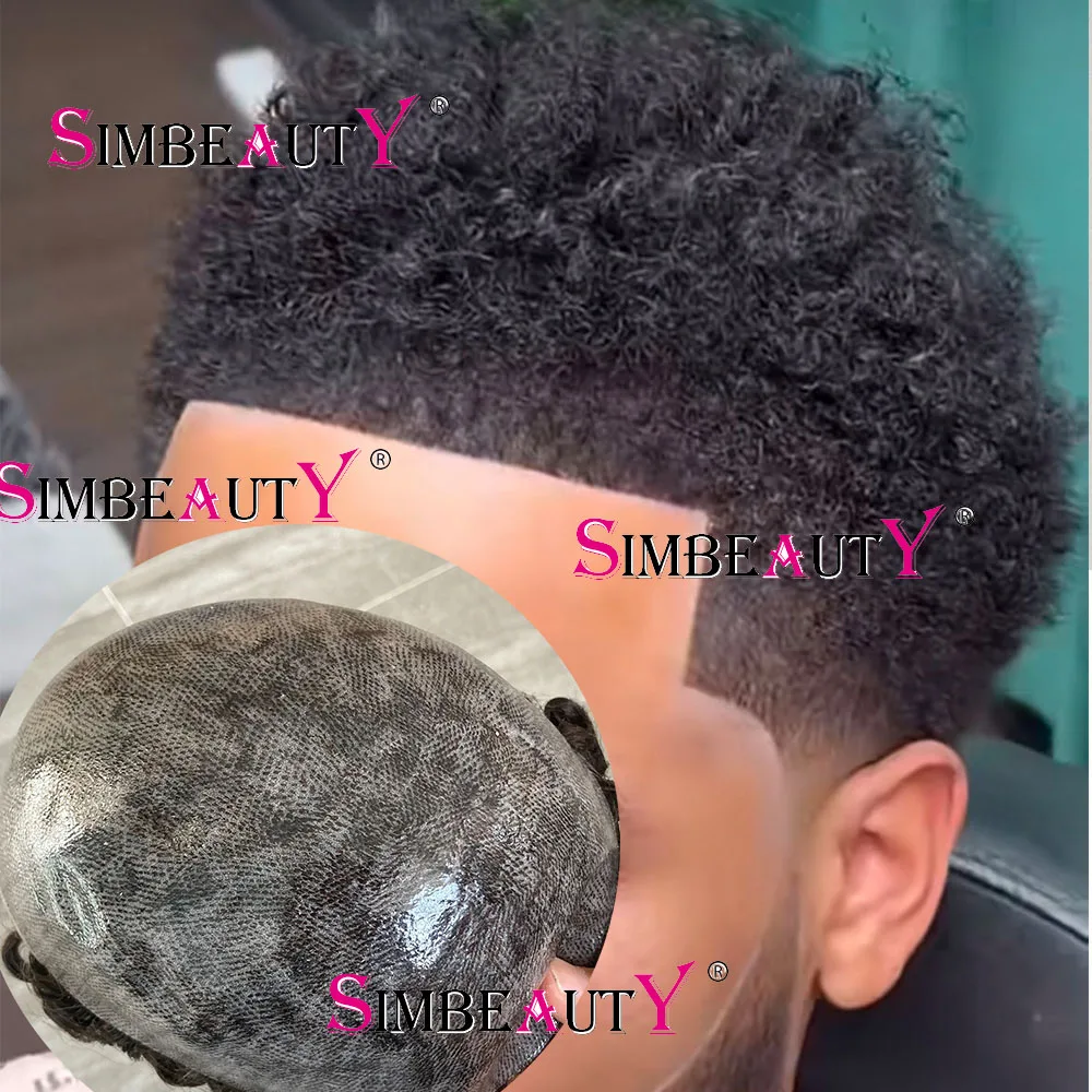 Парик для афро-волос 6 мм американских афро-черных мужчин