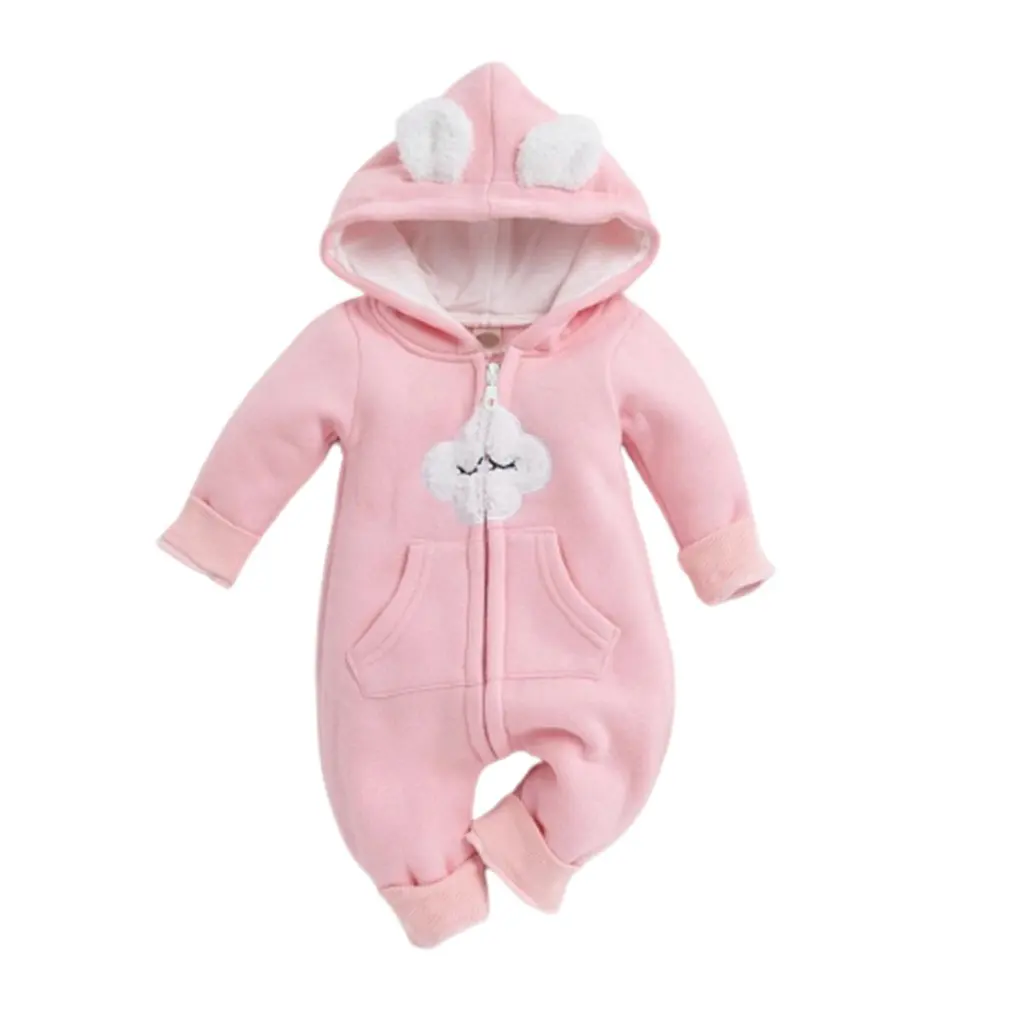 

Romper Newborn Long Sleeve Adorable Cloud Hooded Jumpsuits Kids Toddler Infant Winter Zipper Pocket Jumpsuit Outfit Clothes