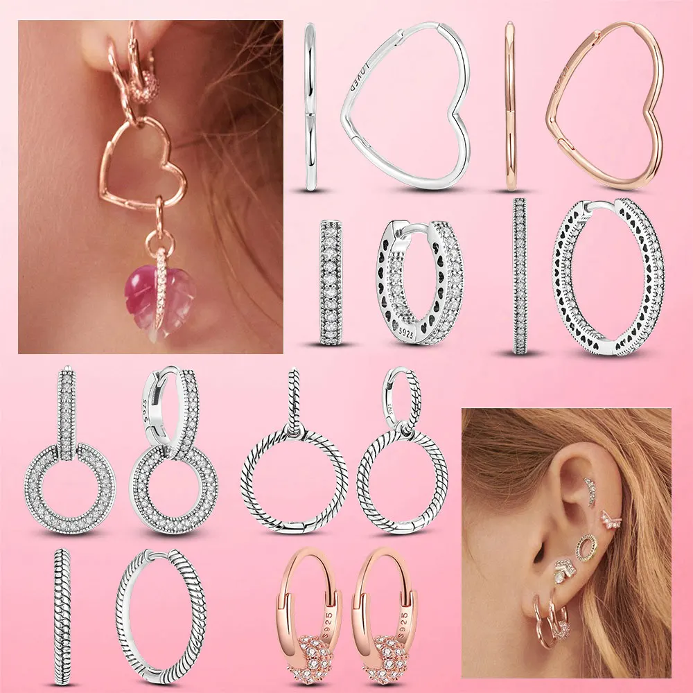 Женские серьги-кольца из серебра 925 пробы с фианитами |