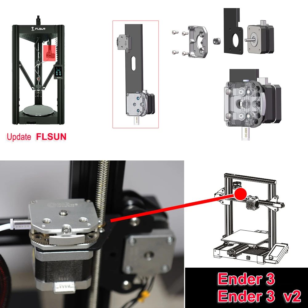 Полностью металлический экструдер Модернизированный Ender 3 v2 FLSUN