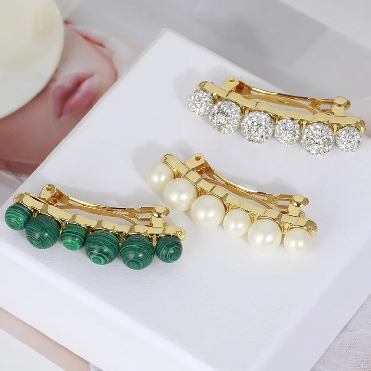

Personality elegant lady style pearl ball hairpin side clip for girls