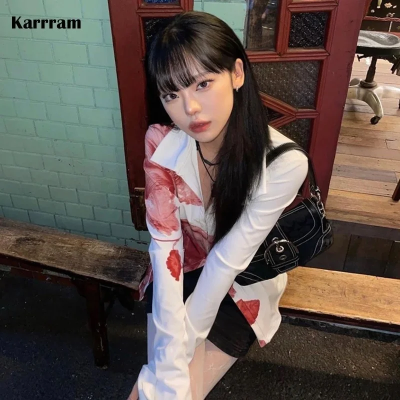 

Модная рубашка в Корейском стиле с принтом гранж, винтажные блузки в стиле Харадзюку, шикарная Дизайнерская одежда в стиле K-POP, уличная японская одежда Fairycore Y2k