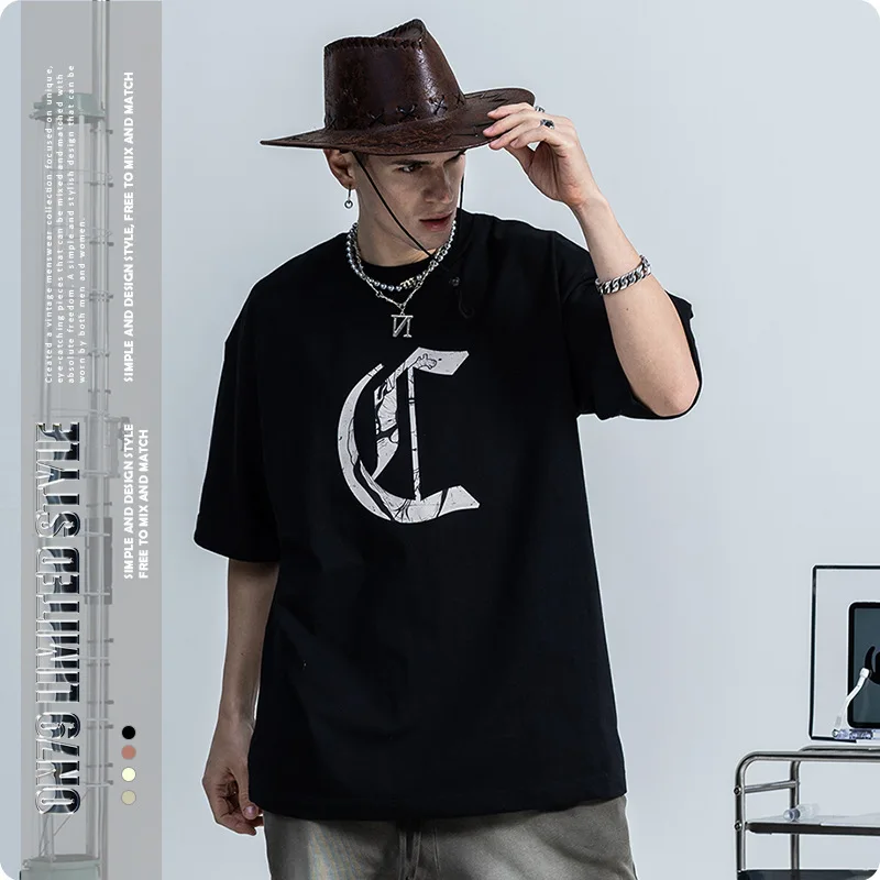 

Men Gothic retro national tide short sleeve plus size loose men T-shirts anime hoodie lil peep hoodies