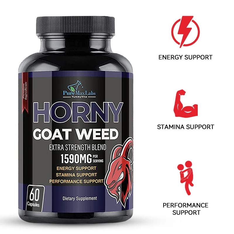 

Horny Goat Weed Capsules Herbal Equivalent with Maca Tribulus Ginseng-Performance and Energy Support Stamina Supplements for Men