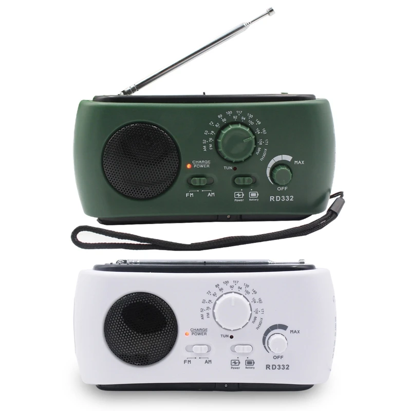 

Emergency FM AM Radio 500mAh Weather Radio with Hand Crank & Solar Charging 3 LED Flashlight & SOS Alarm for Hiking Camp