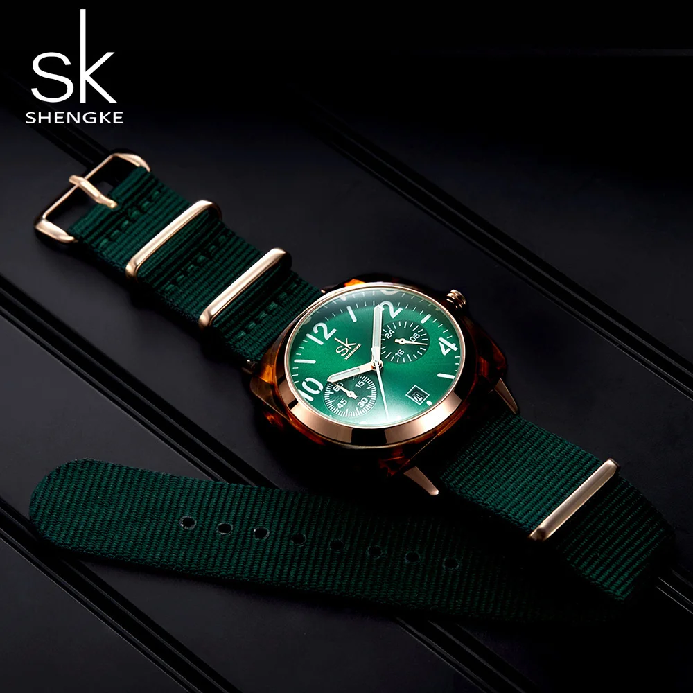 

Belt Watch Nylon Shengke Lady Watch Women Imitate Shell Case Wristwatch For Women Sport Clock Relogio Feminino Zegarek Damski