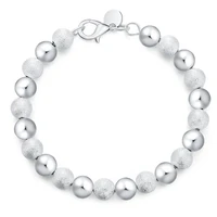 european and american popular silver jewelry fashion trend jewelry retro 8m sand pearl bracelet new brand 2022