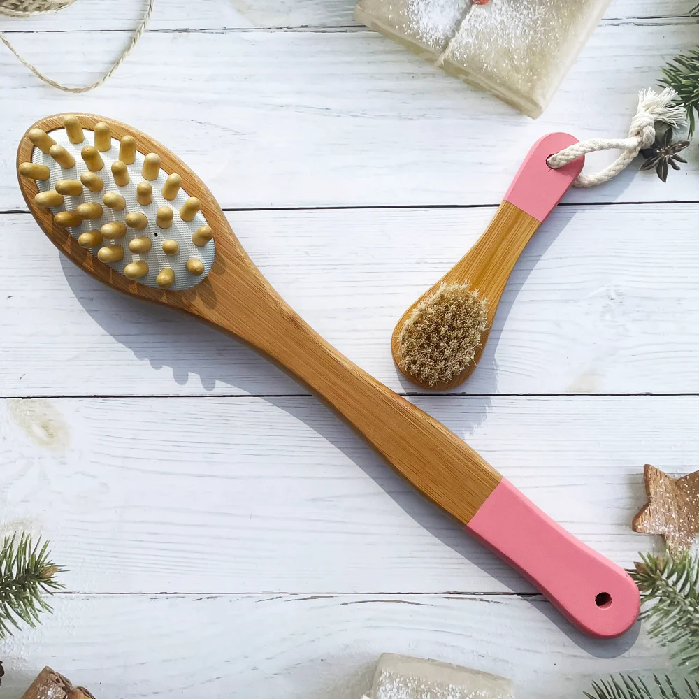 

2 в 1, Бамбуковая щётка для сухого массажа