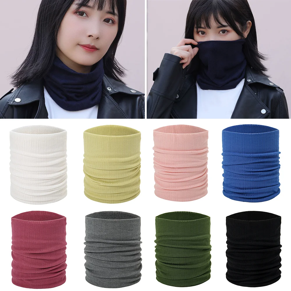 

Unisex Knitted Ring Neck Scarf Winter Warm Full Face Mask Snood Neck Scarves Windproof Pullover Scarf Soft Neck Cover Muffler