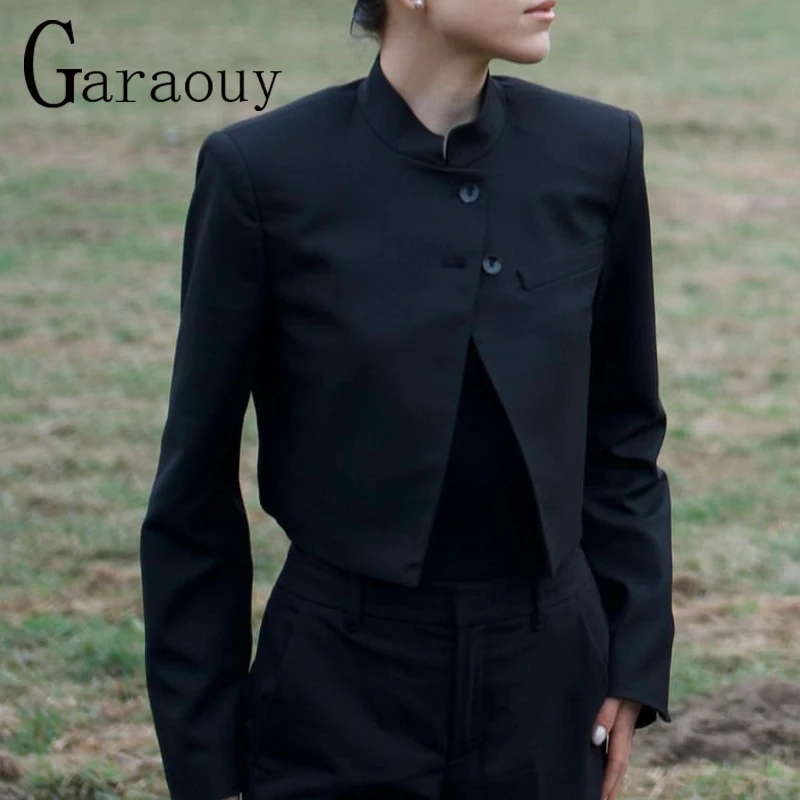 

Garaouy 2023 Spring Women's Black Design Short Suit Jacket Female Chic Buttons Streetwear Blazer Y2k Crop Coats Fashion Outwear