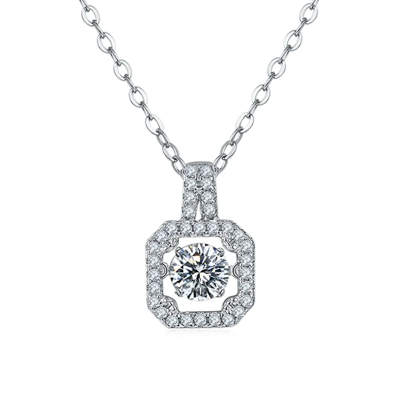 

Smart Princess Chain Necklace For Women,Fashion Square Miossanite Diamond Clavicle Chain Chokers,Exquisite Pendant Fine Jewelry