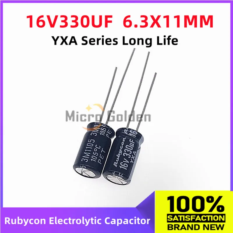 

(10pcs) Rubycon Imported Electrolytic Capacitor 16V330UF 6.3X11MM Japanese Ruby YXA Series Long Life Capacitance 330UF 16V