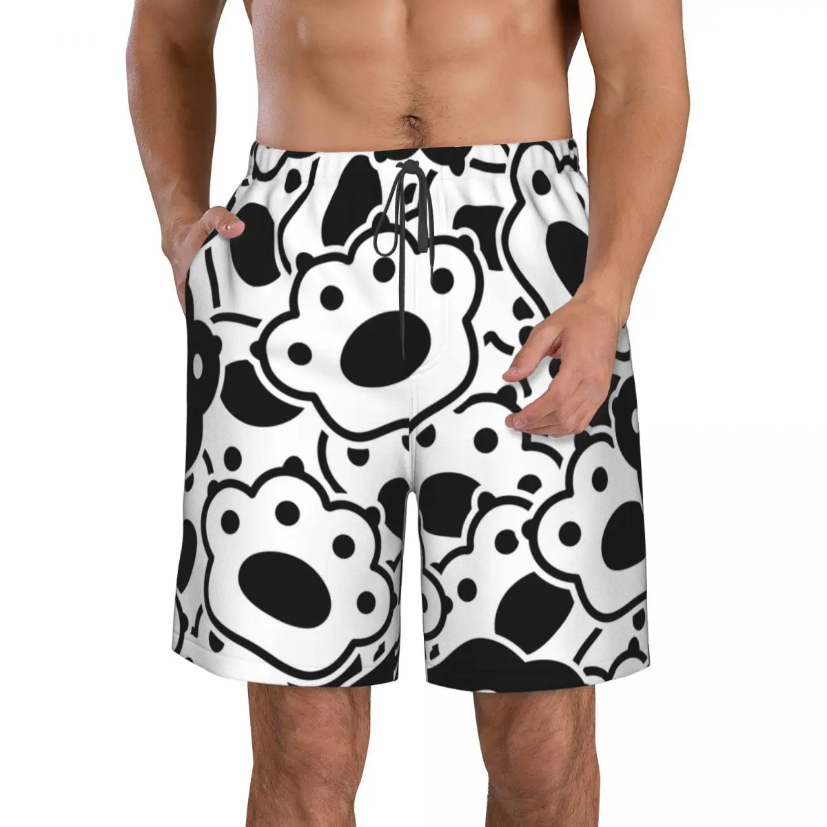 

Летние мужские шорты с 3D принтом кошачьей лапы, пляжные Гавайские свободные домашние шорты с кулиской в гавайском стиле