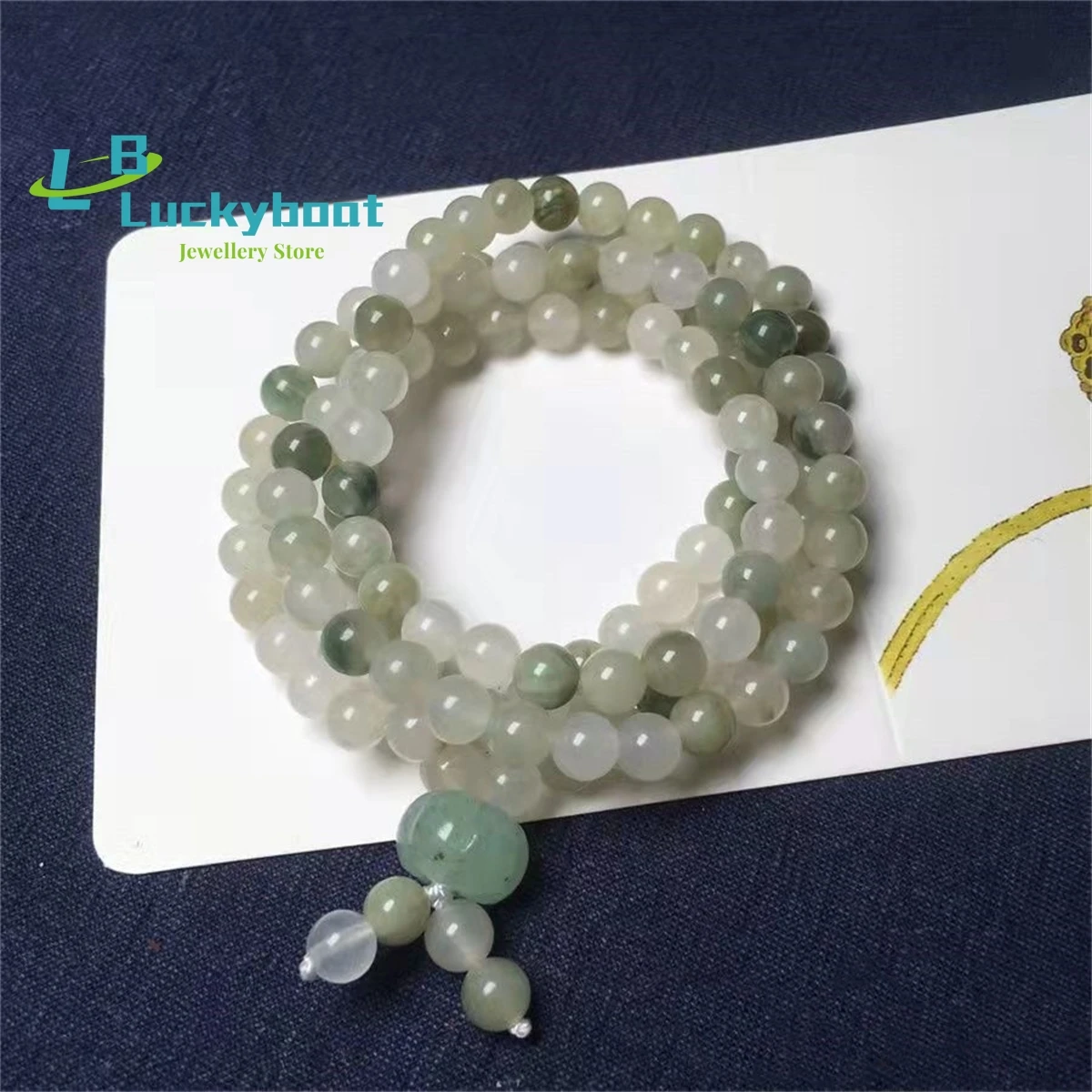 

Xinjiang Jinsi Jade Tianshan Jade Stone Bracelet Women's Floating Flower Jade 108 Fugua Handchain Charm Jewelry Fashion Gift