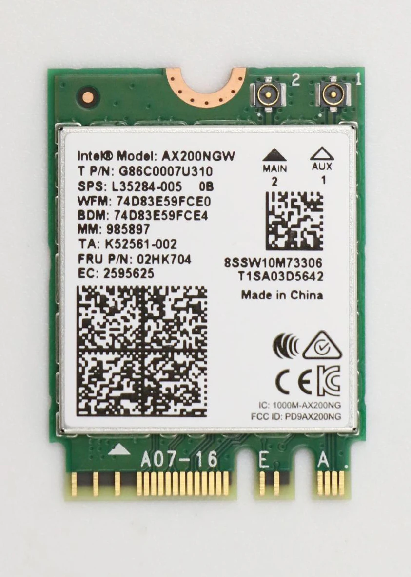 

WiFi 6 wireless card for Intel ax200ngw WLAN 2.4g/5G MU-MIMO BT 5.0 Fru: 02hk704