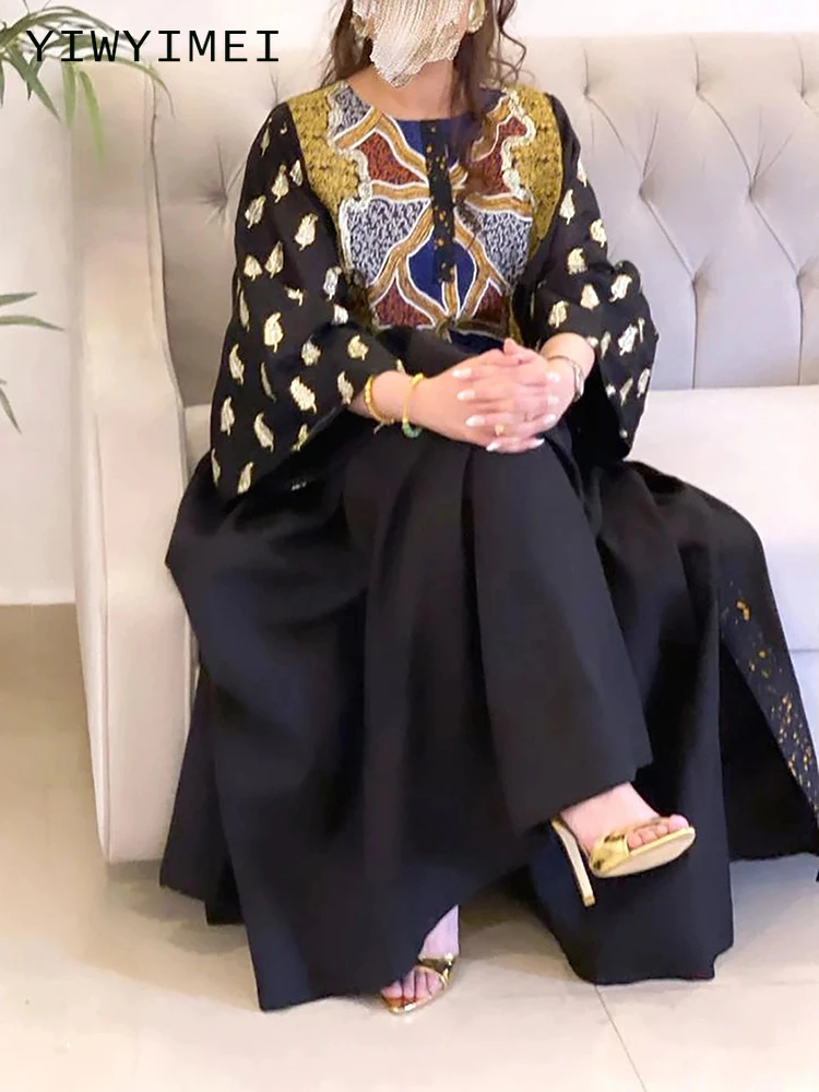 

Elegant Print Maxi Dress for Women Summer 2022 New Muslim Jalabiya Dubai Moroccan Caftan Middle Eastern Clothes