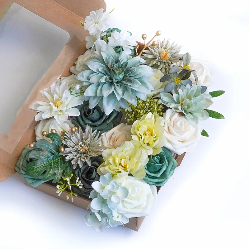 

Новинка, Лидер продаж, длинная Подарочная коробка, имитация цветов, украшение на день рождения и свадьбу, Цветочная головка с удочкой, самодельный зеленый браслет для невесты