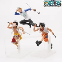 17cm one piece pvc monkey d luffy portgas d ace sabo brohters anime figure collectible statue decorations doll toy