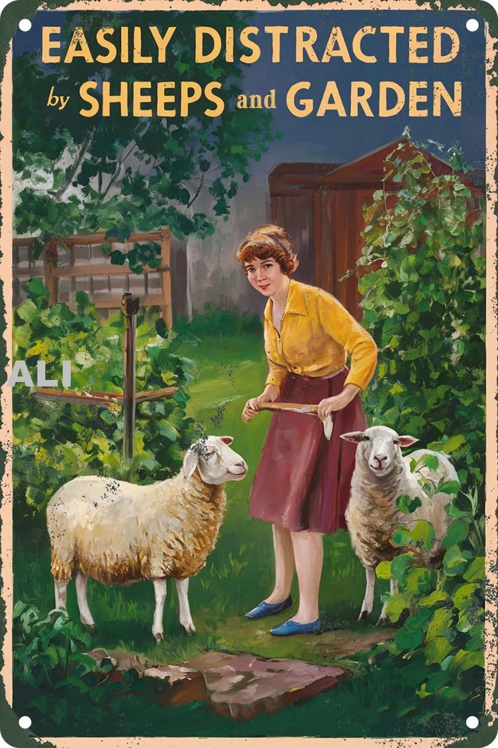 

Металлическая вывеска с овцами 8x12 дюймов