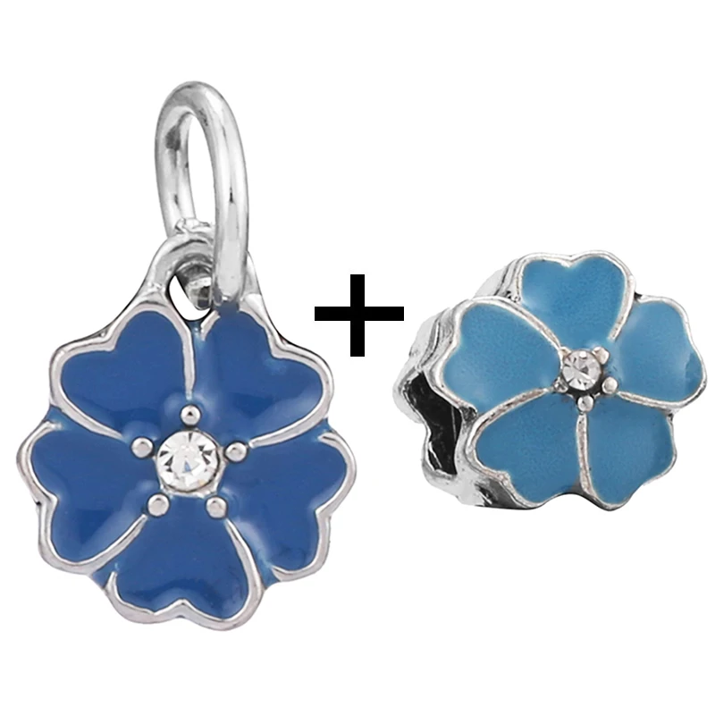 2Pcs/Lot Blue Lucky Clover Charms Beads Pendant Fit Original Brand Bracelets Necklaces For Women Jewelry Making Dropshipping images - 6