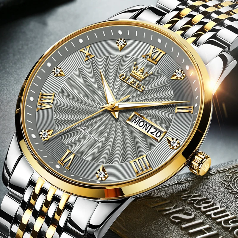 

OLEVS Mechanical Watch Men Luxury Brand Automatic Watch Luminous Waterproof Business Fashion Date Grey Dial 6630