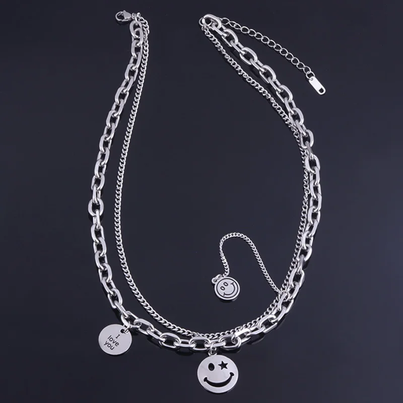 

Multiple Smiley Face Crying Face Necklace Hip Hop Fashion Personality Charm Pendant Choker Alloy Jewelry Gift For Women Men