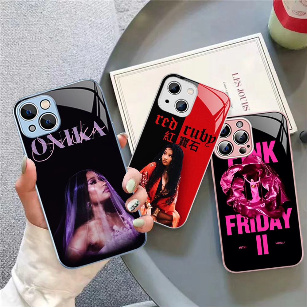 N-Nicki M-Minaj Rapper Pink Friday 2 Phone Case Tempered Glass For Iphone 14 13 12 11 Pro Mini XS MAX 14Plus X XR Fundas