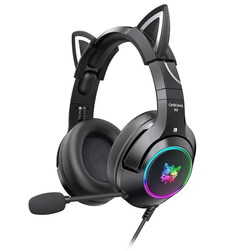 

Cute Ear Wired Gaming Headset Rgb Led Light Game Headphones with Microphone for PS4 Nintendo Switch PC Laptop Tablet Smart Phone