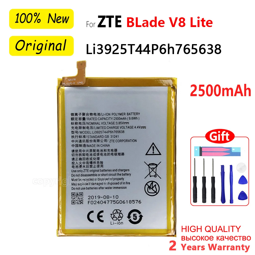 

New Original Battery Li3925T44P6h765638 2500mAh for ZTE BLade V8 Lite 5.0 inch Replacement Batteria+ Free Tools
