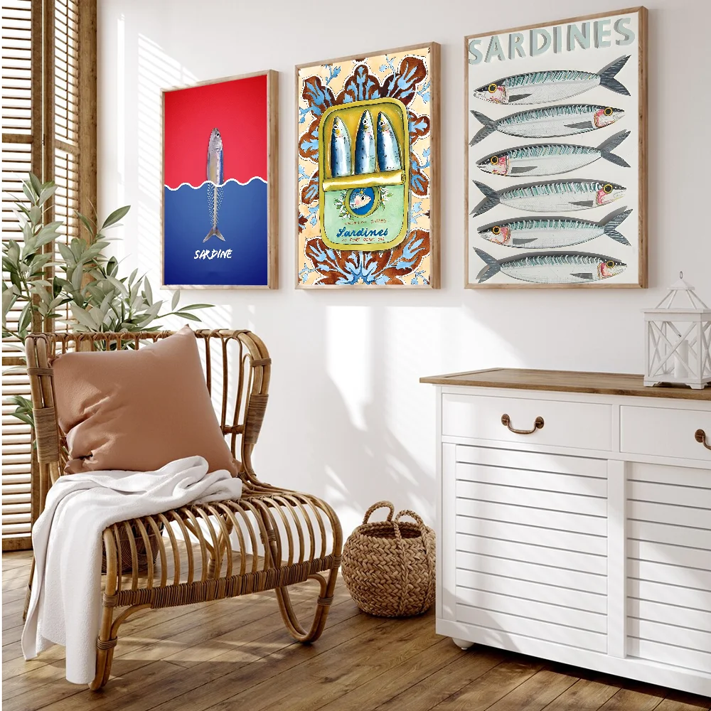 Высококачественная цифровая печать сардина лобстер рыба океанское животное