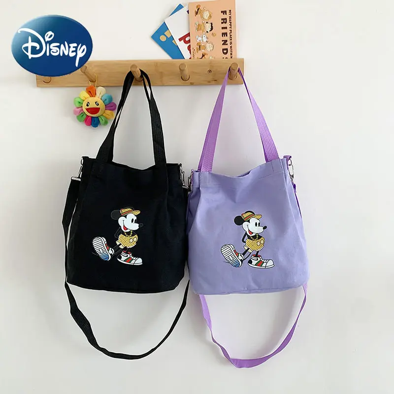 

Холщовая Сумка через плечо Disney для женщин и девочек, модная мультяшная прочная сумка-тоут через плечо с Микки Маусом