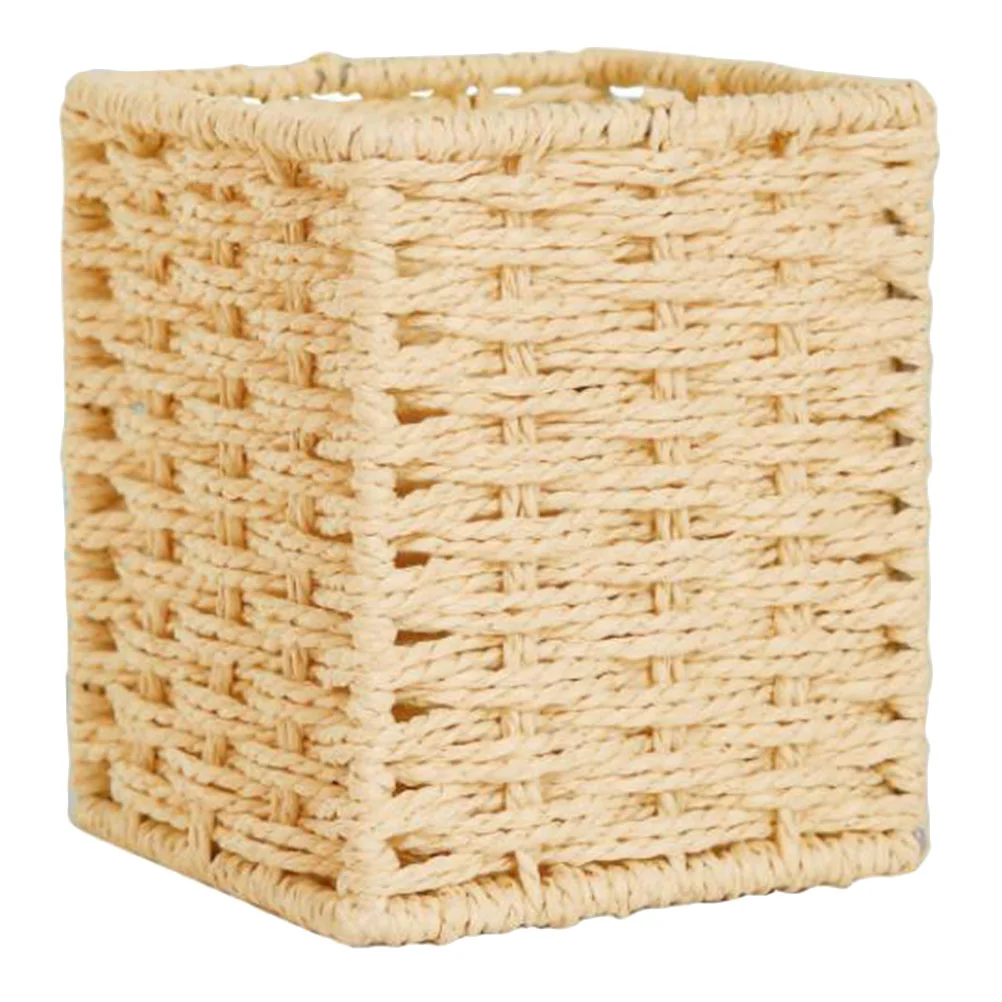 

Pen Rattan Box Holder Brush Organizer Storage Container Basket Woven Makeup Cup Desk Vine Office Pot Baskets Flower Seagrass