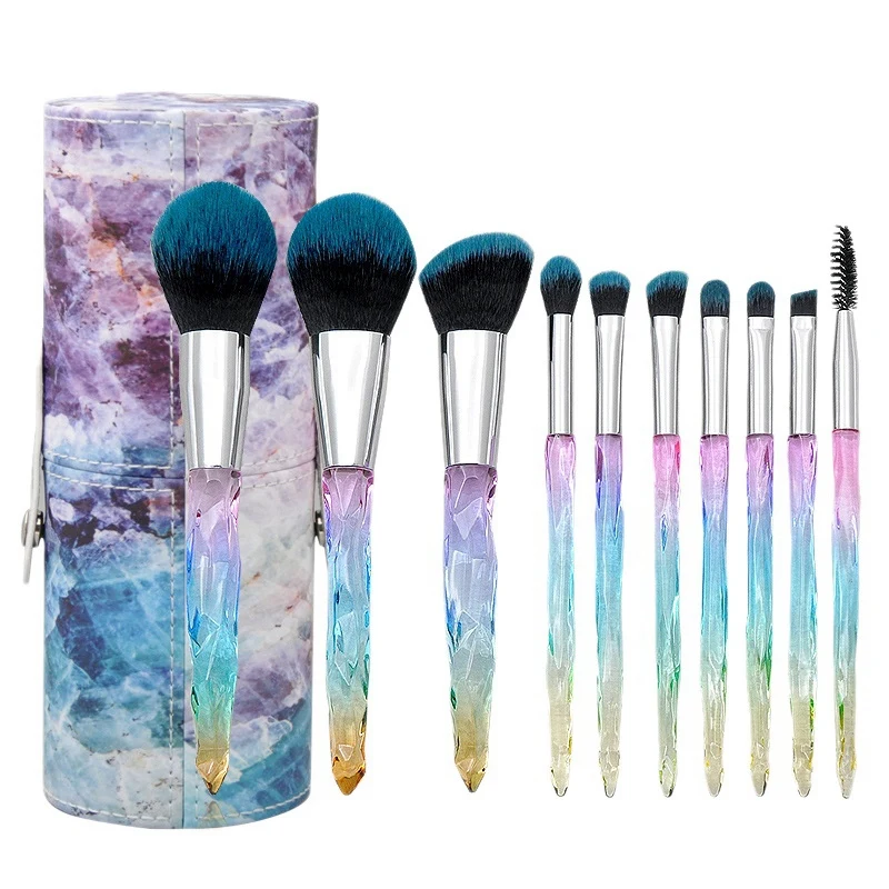 

Makeup Brushes 10Pcs Crystal Handle Makeup Brush Set Foundation Brush Face Lip Eye Makeup Brush Sets With Box