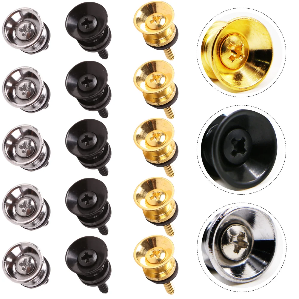 

15 Pcs Guitar Strap Buckle Electric Accessories Belt End Metal Button Iron