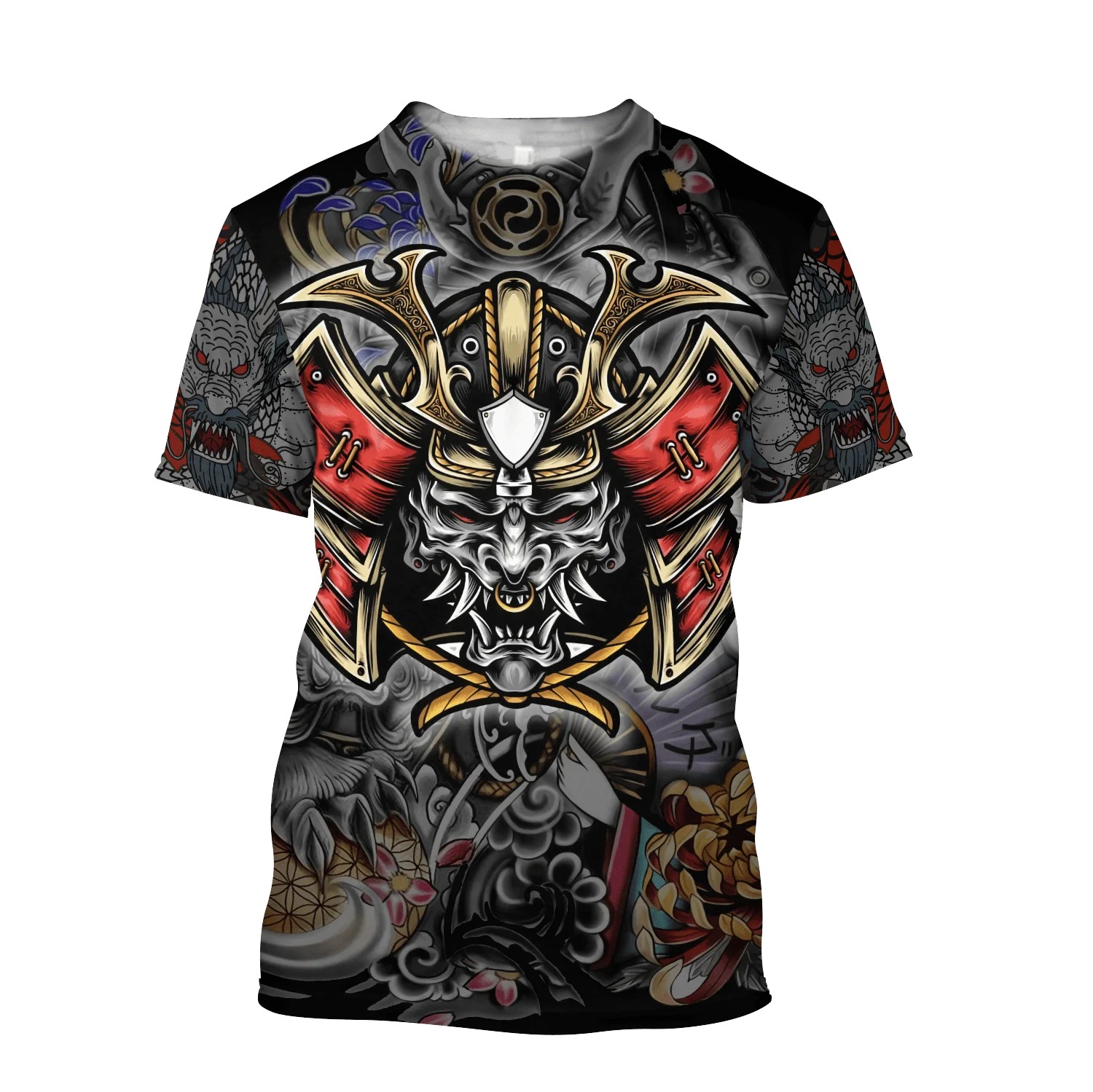 

Мужская футболка с 3d-рисунком самурая тату, стильная ретро модная рубашка унисекс с коротким рукавом, лето 2023