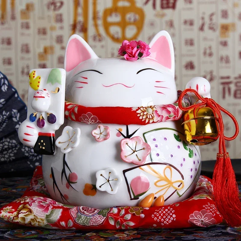 8-дюймовая керамическая фигурка кошки удачи из абакуса фэн-шуй дзен украшение