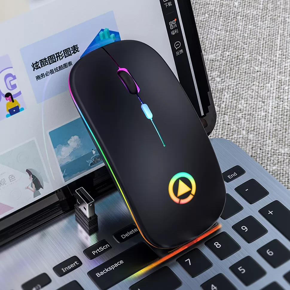 

Беспроводная мышь с подсветкой, перезаряжаемая, Bluetooth 3,0, 5.0, USB-приемник, эргономичная оптическая игровая мышь, бесшумная настольная мышь для ноутбука