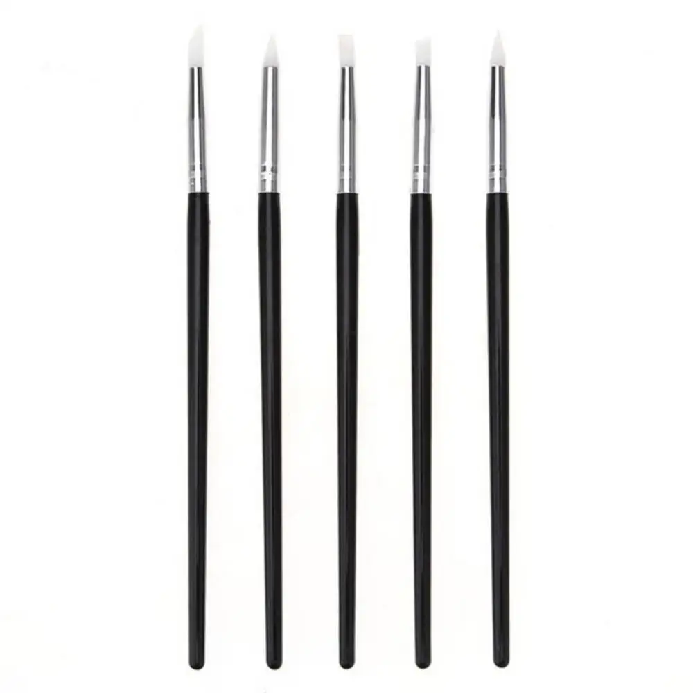 

5 Pcs Silicone Nail Brush Carving Emboss Hollow Pottery Sculpture UV Gel Shaping Silicone Brushes For Modeling Nail Art DIY Tool