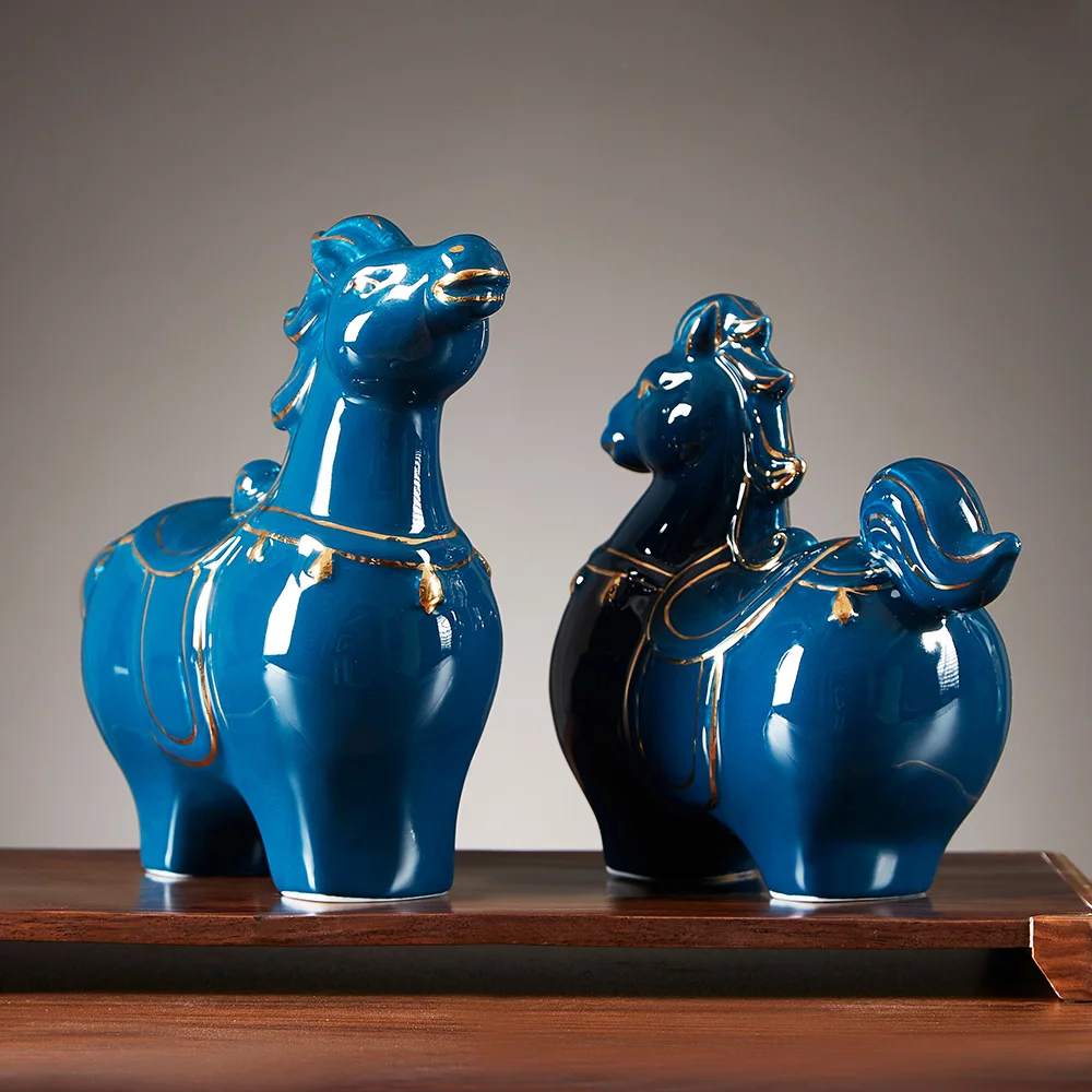 

Horse Statues Home Decoration Ceramics Sculptures Living Room Decor Accessories Animal Model Study Nordic Decoration Home